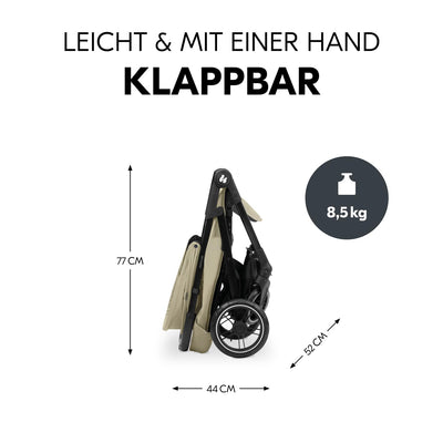 hauck Buggy Shop N Care für Kinder ab Geburt bis 22 kg mit Liegefunktion, Getränkehalter und Snack Tablett, Klein Zusammenklappbar, Sonnenverdeck (UPF 50+), XL Korb bis 3 kg (Olive)