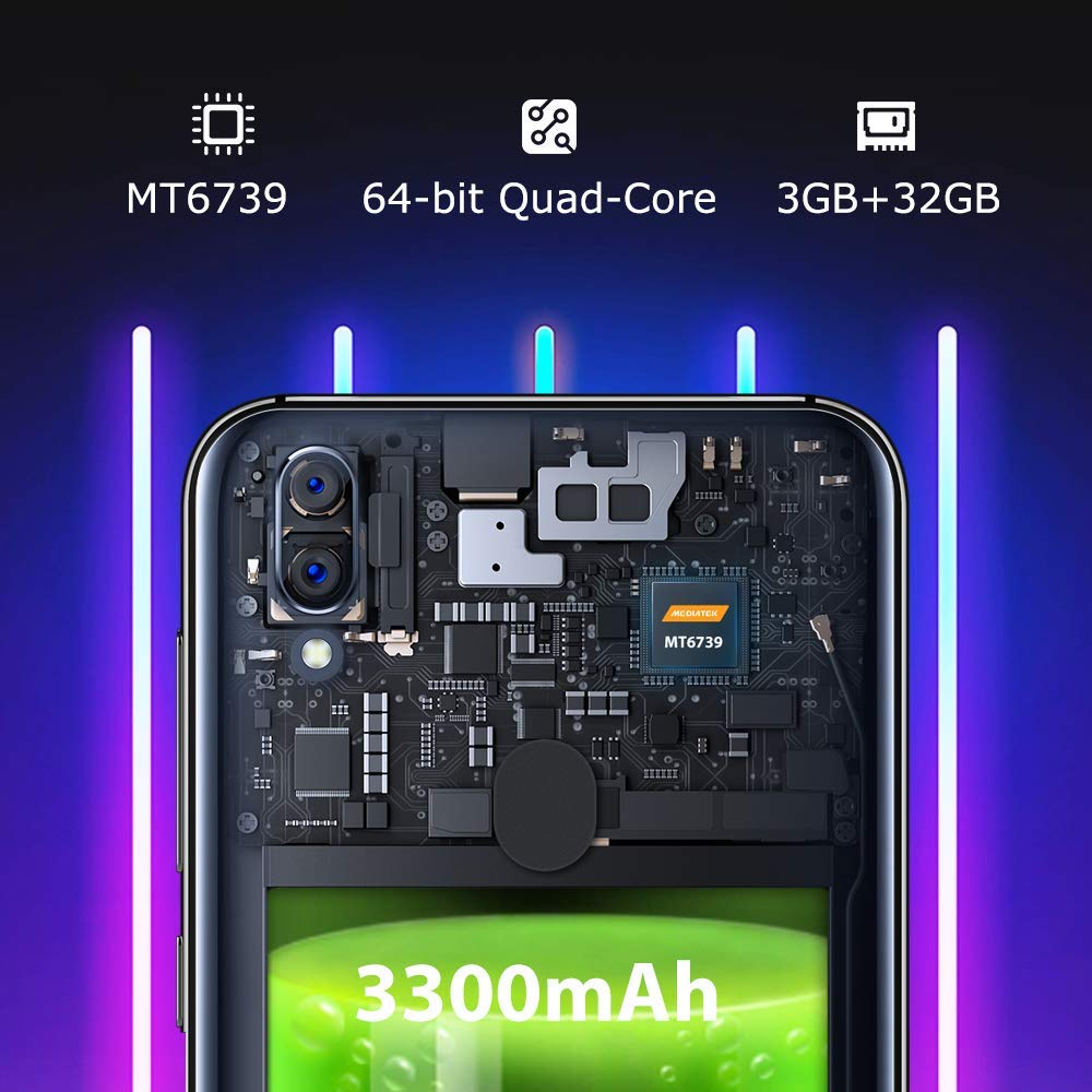 UMIDIGI A3 Pro Smartphone ohne Vertrag günstig 5.7 Zoll Notch Display, Android 9, 5G WiFi Handy 3GB+32GB ROM(256GB erweiterbar), Benachrichtigung LED, Global Version, Dual SIM, 12MP+5M Kamera, Grau