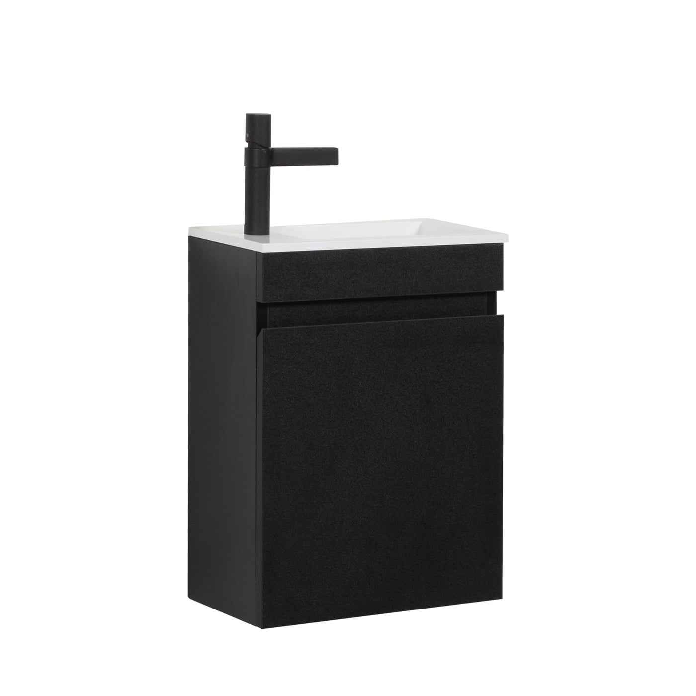 GOOM Gäste-WC Waschtisch Set 40 cm Badmöbel Vormontiert Klein Waschbecken mit Unterschrank (Schwarz)