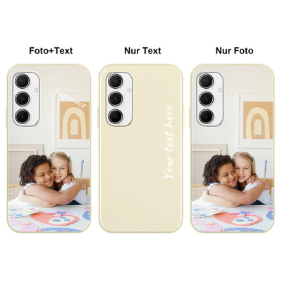 Yoedge Handykette Personalisierte Handyhülle für Samsung Galaxy A55 5G Beige Hülle mit Band Kordel 6,5", Selbst Gestalten/personalisiert mit Foto Bild Text Individuelle Partner Schutzhülle Cover