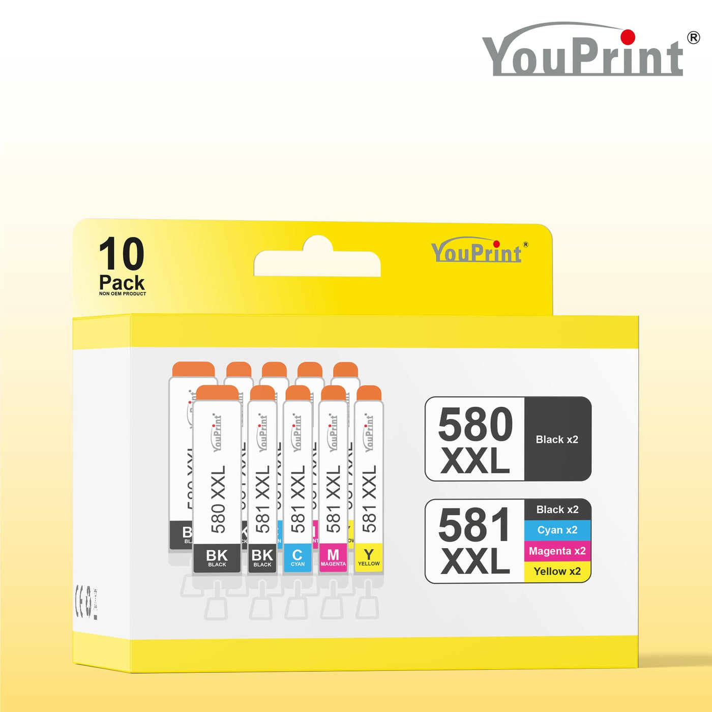 Appareil multifonction YouPrint Bundle TS6351a (imprimante, scanner, copieur) avec 10 cartouches d'imprimante compatibles YouPrint adaptées à Canon 580 581 XXL