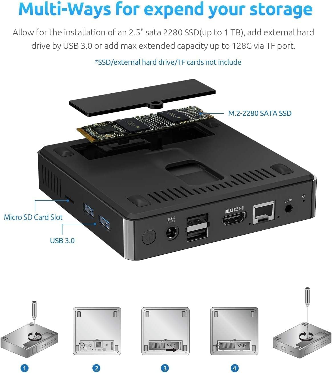 BMAX Mini Pc 8 GB DDR4 128 GB eMMC Win-11 Pro Intel Gemini Lake N4000 (bis zu 2,6 GHz) Mini Desktop Computer Micro PC 4K@60Hz, HDMI 2.4G/5G Dual WiFi, Gigabit Ethernet Bluetooth 4.2, Mini Computer