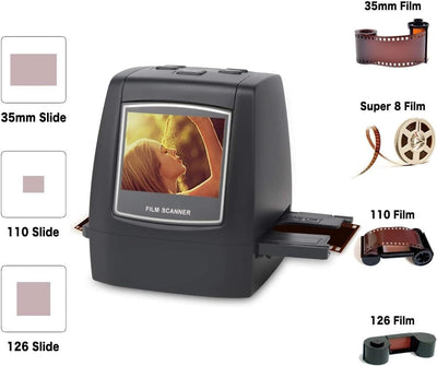 Digital Film Scanner, Eigenständiger Diascanner und Negativscanner Konvertiert Negative und Filmdias von 35mm, 126, 110, Super 8 und 8mm in JPEG-Bilder, 2,4" LCD-Display