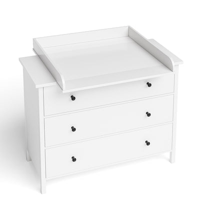 Bellabino Oti Wickelaufsatz passend für IKEA Malm, Hemnes, Nordli Kommoden, weiß, 10 x 74 x 80 cm - hochwertiger Wickelaufsatz