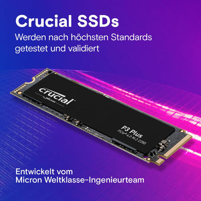 Crucial P3 Plus SSD 500GB M.2 PCIe Gen4 NVMe Interne SSD, Bis 4.700 MB/s, Kompatibel mit Laptop und Desktop, SSD Festplatte - CT500P3PSSD8