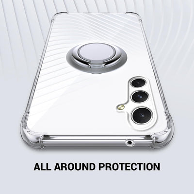 Silverback für Samsung Galaxy A55 5G Hülle, Handyhülle Samsung A55 mit 360° Ring Halter Schutzhülle TPU Cover Stoßfester Stoßfänger Weiche Dünn Samsung Galaxy A55 5G Case - Transparent