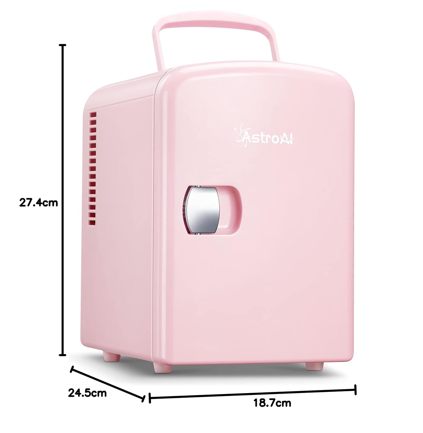 AstroAI Mini Kühlschrank 4 Liter, Kleiner Kühlschränk für Kosmetik und Getränke, Mini-Kühlschränke mit 220V AC/12V DC für Autos, Büros, Wohnheim, Reisen, Rosa