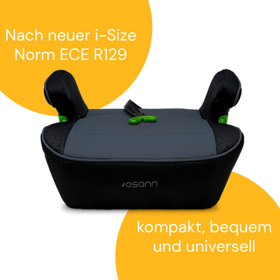 Osann Junior Isofix Gurtfix, Sitzerhöhung Auto Kinder, Kindersitzerhöhung mit Isofix 126-150cm (ca. 15-36 kg), Sitzschale i-Size - Pixel Black