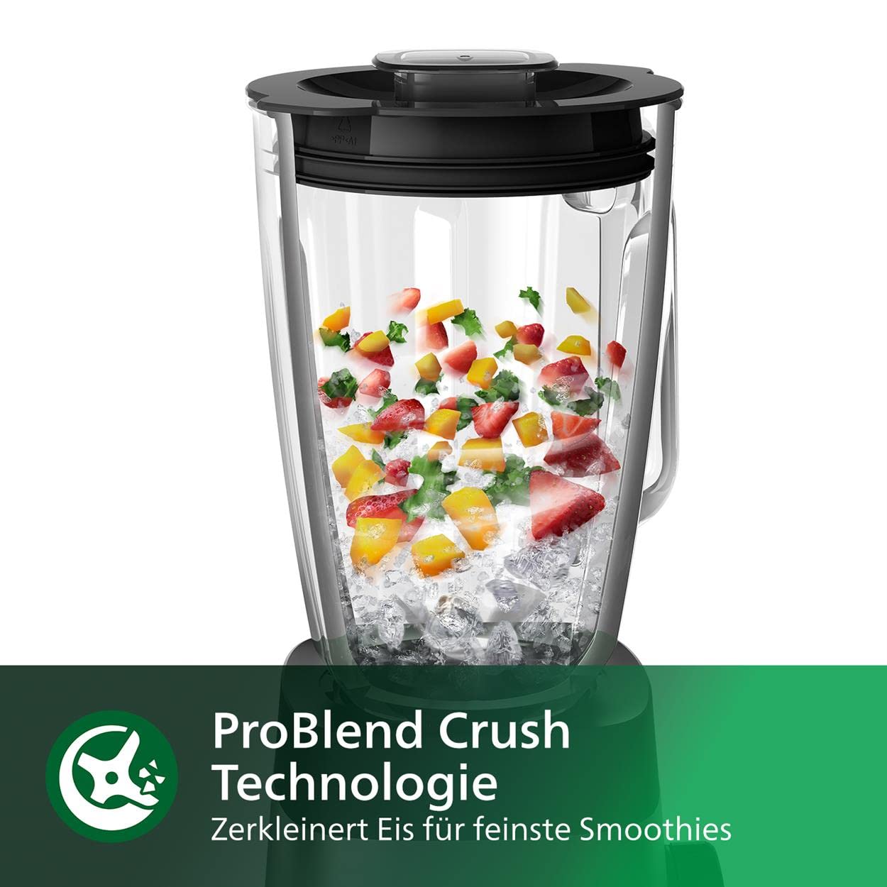 Philips Standmixer und Smoothie Maker – 1000W, 2-Liter-Glasbehälter, HomeID-App, variable Geschwindigkeit, ProBlend Crush, Trinkbecher (HR3573/90)