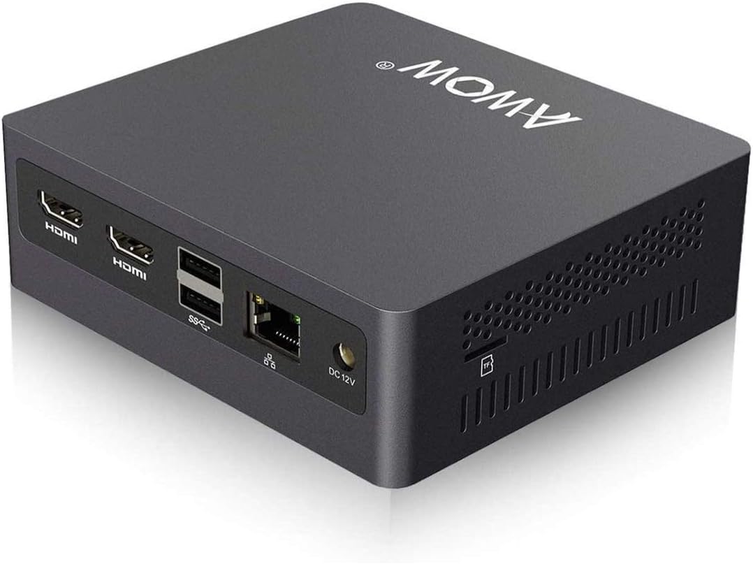 AWOW Mini PC, Atom x7 E3950 8GB DDR4, 128GB M.2 SATA SSD, Mini Desktop Computer, AL34 Micro PC, Wi-10 Pro, 4K HD, Dual HDMI 1.4, 2.4G/5G Dual WiFi, Gigabit Ethernet, 4 X USB, BT 4.2