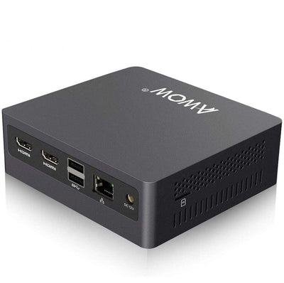 AWOW Mini PC, Atom x7 E3950 8GB DDR4, 128GB M.2 SATA SSD, Mini Desktop Computer, AL34 Micro PC, Wi-10 Pro, 4K HD, Dual HDMI 1.4, 2.4G/5G Dual WiFi, Gigabit Ethernet, 4 X USB, BT 4.2