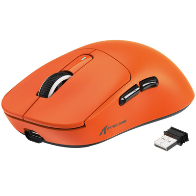 VGN GAMEPOWER x Attack Shark X3 Superlight Kabellose Gaming-Maus, 49g Ultraleicht Mouse, 26000DPI, PixArt PAW3395, 2.4G/BT/Kabelgebunden, PTFE Feet, Bis zu 200 Std. Akku, G502, PC/Xbox/PS/Mac, Orange