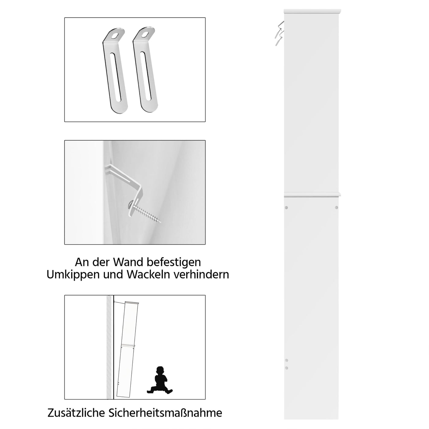 Yaheetech Badezimmerschrank Waschmaschinenschrank Überbauschrank Hochschrank mit verstellbarem Einlegeboden Badregal über WC und Waschmaschine Toilettenschrank 180 cm Höhe