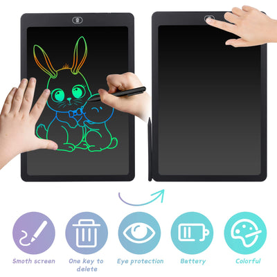 Coolzon LCD Schreibtafel, 15 Zoll Bunte Bildschirm Schreibtablett für Kinder Erwachsene, Löschbare LCD-Zeichenbrett Elektronische Schreibtafel Tragbar LCD Drawing Writing Tablet, Schwarz