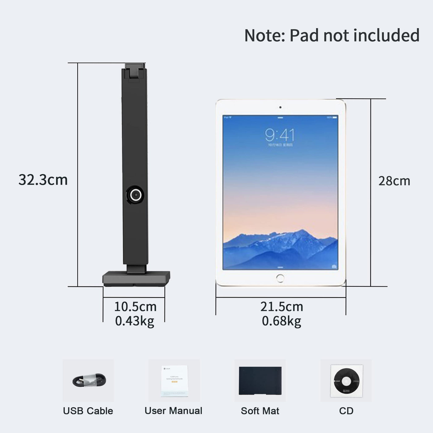 CZUR 12MP USB-Dokumentenkamera und Visualizer, A4 Dokumentenscanner tragbarer Scanner, für Lehr- und Klassenzimmer, Home-Office, kompatibel mit Windows, macOS (Lens 1200) (Mattschwarz)