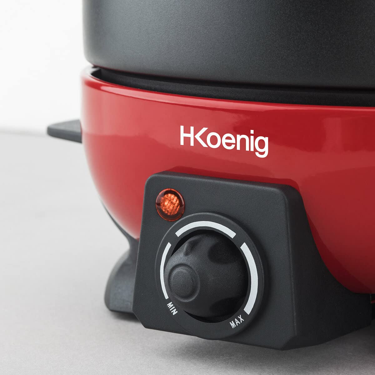 H.Koenig ALP1800 elektrisches Fondue Set / 6 Personen / 6 Fonduegabeln / Temperatur 25°C bis 190°C / 2 L / Antihaftbeschichtung / 800 W / rot/schwarz