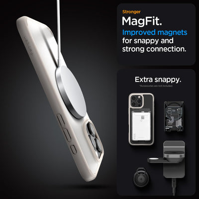 Spigen für iPhone 16 Pro Max Hülle [Verbesserte Magnestärke] Ultra Hybrid MagFit Case Handyhülle Kompatibel mit MagSafe -Frost Natural Titanium