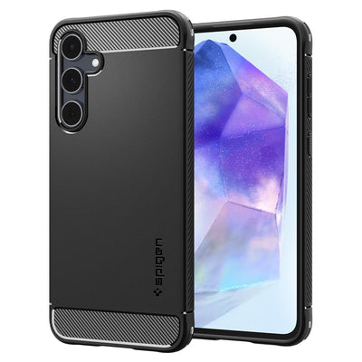 Spigen Rugged Armor Hülle Kompatibel mit Samsung Galaxy A55 5G -Schwarz