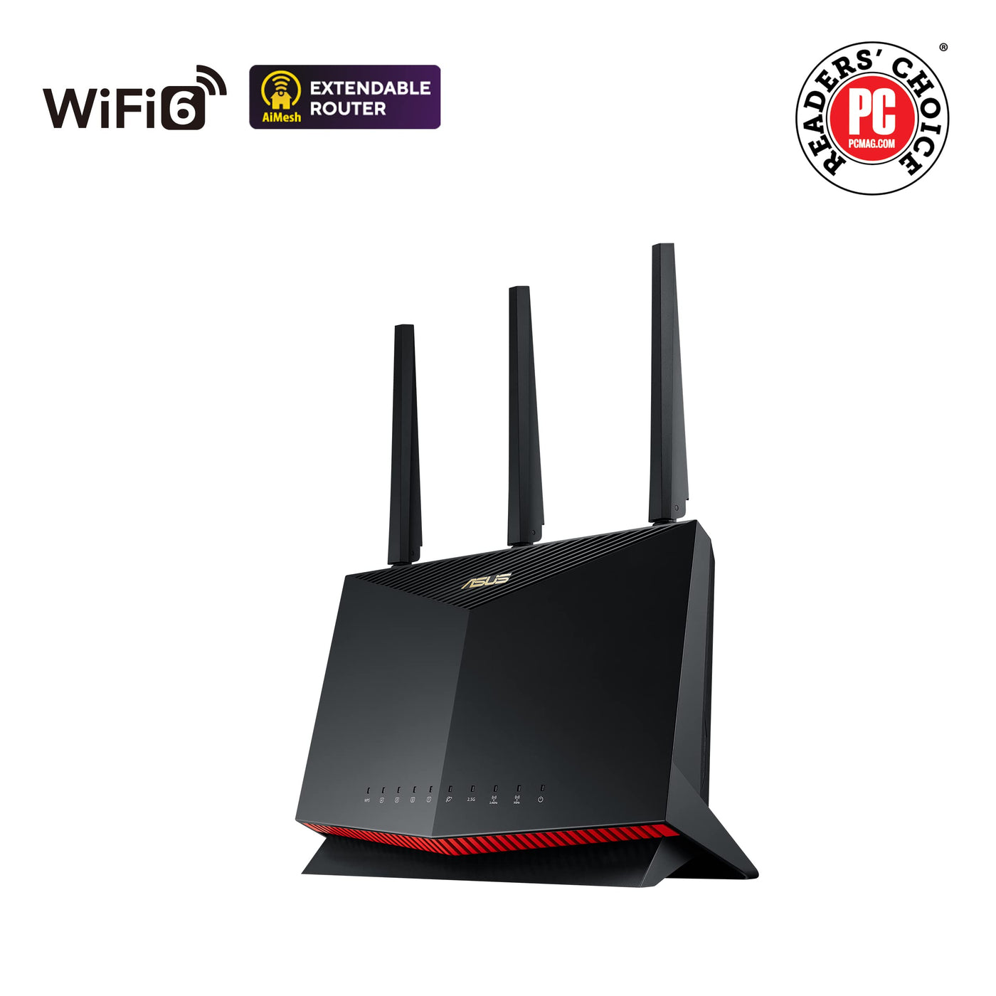 ASUS RT-AX86U Pro AX5700 AiMesh Dual Band WiFi 6 Gaming kombinierbarer Router (Tethering als 4G und 5G Router-Ersatz, PS5-kompatibel, Mobile Game Mode, AiProtection Pro, 2.5G Port, Gaming Port)