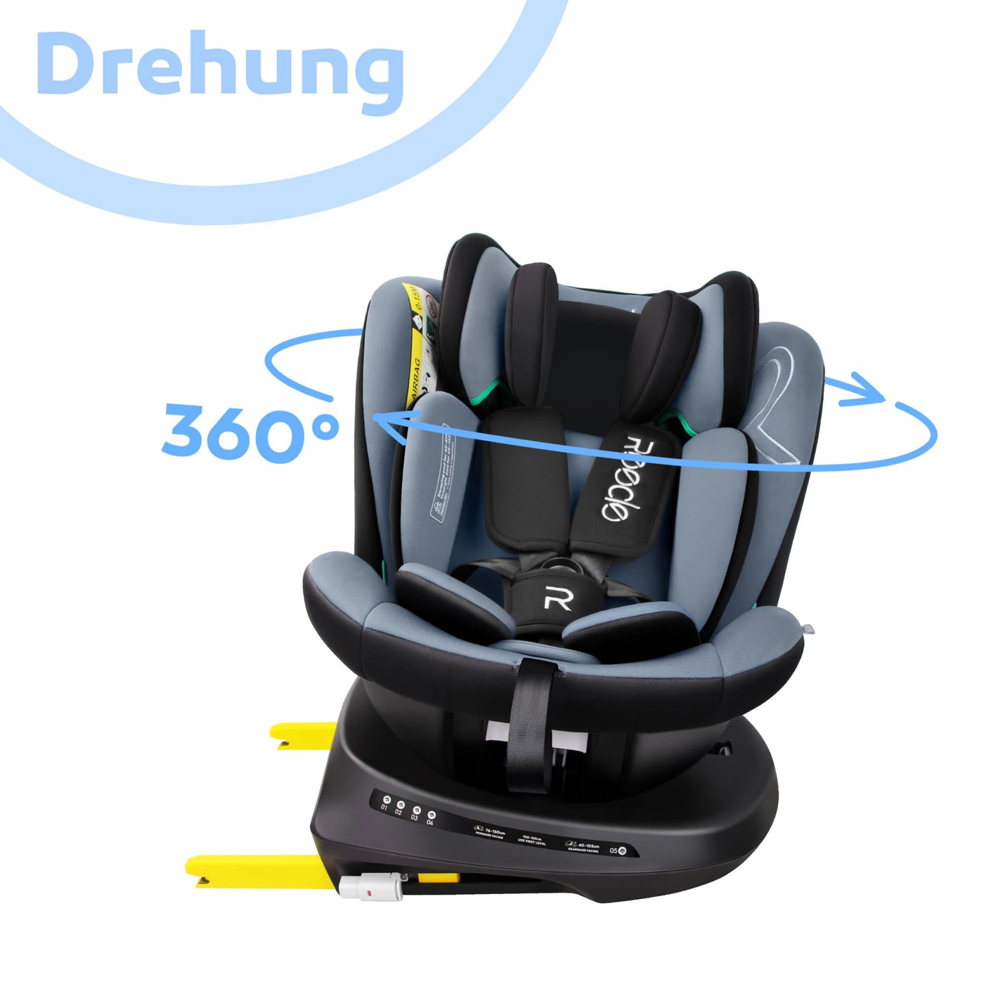 Reecle 360 Drehbar i-Size Kindersitz mit ISOFIX 40-150 cm (0-36 kg) Reboarder, ab Geburt -12 Jahre, ECE R129