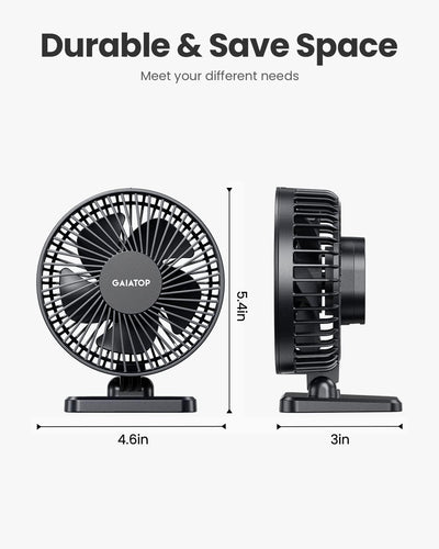 Gaiatop USB-Schreibtischventilator, klein, aber leistungsstark, tragbar, leise, 3 Geschwindigkeiten, Mini-Ventilator für bessere Kühlung, Home Office Auto Indoor Outdoor (schwarz)