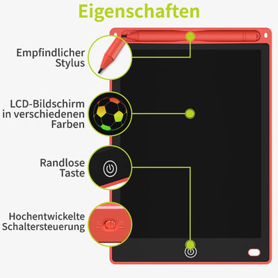 ACROPAQ LCD Schreibtafel Kinder - Rot 8.5-Zoll LCD Maltafel Kinder - Tragbare Schreibtafel Kinder mit Farbbildschirm, Stift - Das perfekte Geschenk für Kinder jeden Alters