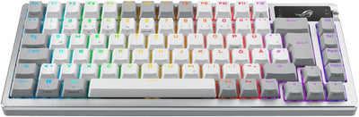 ASUS ROG Azoth White RGB Gaming-Tastatur (QWERTZ Layout, 75% Tastaturformfaktor, mechanische ROG NX-Switches, OLED-Display, Wireless mit Bluetooth, 2,4-GHz-RF, USB, Windows und MacOS-Modus, weiß)