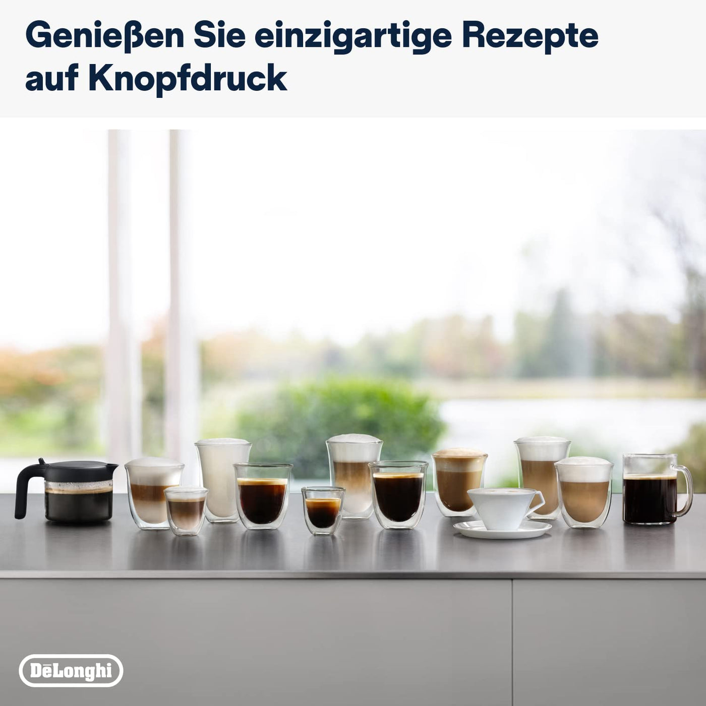 De'Longhi Dinamica Plus ECAM 372.95.TB Kaffeevollautomat mit LatteCrema Milchsystem, Cappuccino und Espresso auf Knopfdruck, Touchscreen Farbdisplay, Appsteuerung, Kaffeekannen-Funktion, Titan/Schwarz