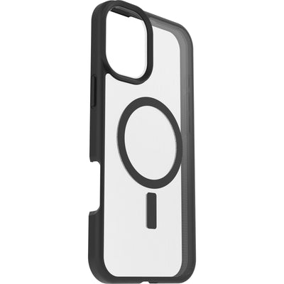 OtterBox Sleek Series MagSafe Hülle für iPhone 16 Plus, stoßfest, sturzsicher, ultraschlank, schützende Hülle, Getestet nach Militärstandard, Transparent/Schwarz, Keine Einzelhandelsverpackung