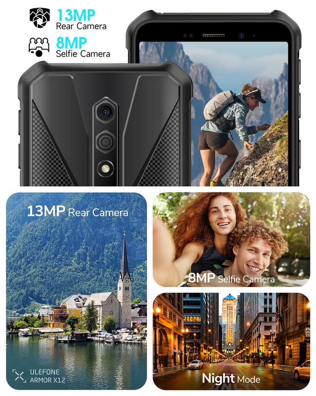 Ulefone Armor X12 Outdoor Handy 6GB + 32GB/256GB SD Android 13 Go, 4860mAh 13MP+8MP 5,45'' HD+ IP69K baustellenhandy Smartphone ohne vertrag Günstig 4G Dual SIM Face ID NFC GPS - Grün 2 Jahre Garantie