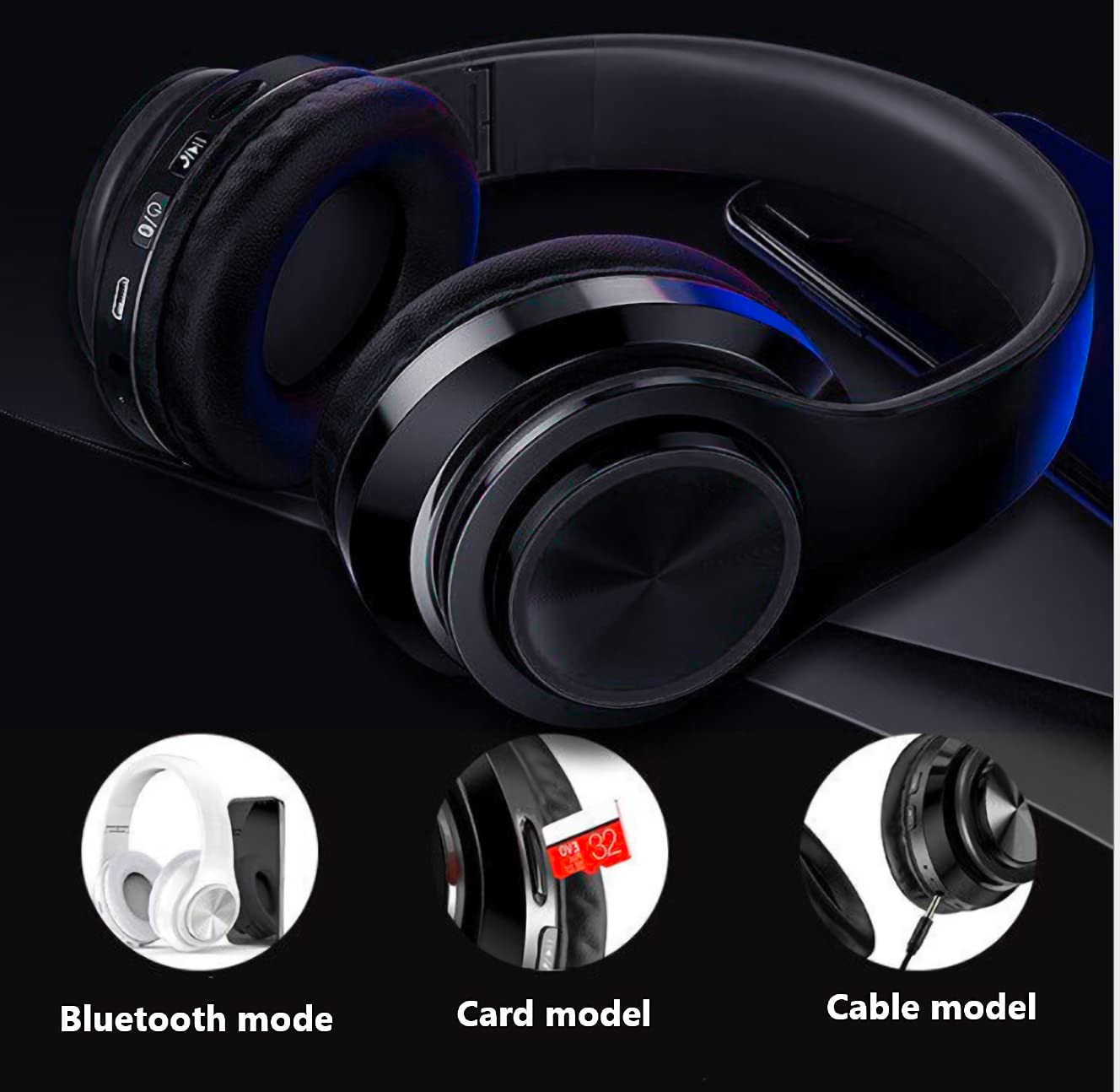 MUARRON Bluetooth 5.0 Kabellose kopfhörer Over Ear mit Mikrofon- HiFi Stereo Faltbare Kabellose Headset-Unterwegs Musik hören und telefonieren (schwarz)