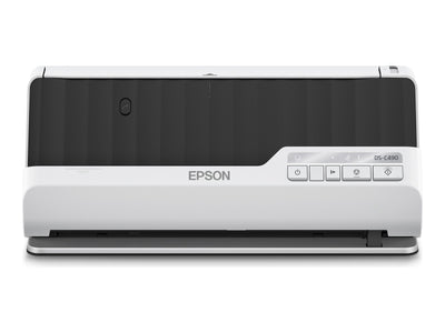 Epson Premium Scanner DS-C490, kompakter A4 Business Scanner mit geringem Stromverbrauch, Duplex-Einzugscanner mit vielseitiger Medienverarbeitung, schwarz/weiß