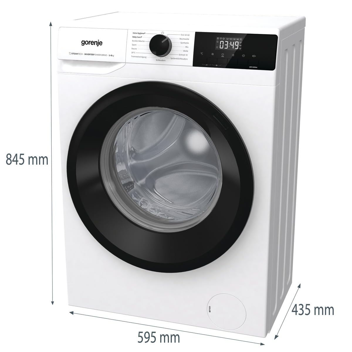 Gorenje WNHPI64SAPS/DE Waschmaschine mit Dampffunktion / 6 kg / 1400 U/Min / 15 Programme/AquaStop/Inverter PowerDrive Motor/Edelstahltrommel/Kindersicherung/EEK A/weiß