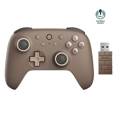 8bitdo Ultimate 2C Wireless Controller für Windows-PC und Android, mit 1000 Hz Abfragerate, Hall-Effekt-Joysticks und Hall-Triggern und Neu Belegbaren L4/R4-Stoßfängern, Turbofunktion (Brownie)