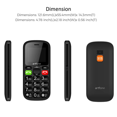 Artfone CS181 Seniorenhandy ohne Vertrag | Mobiltelefon mit großen Tasten | Dual SIM Handy mit Notruftaste | Rentner Handy große Tasten | GSM Handy | Inklusive Ladegerät