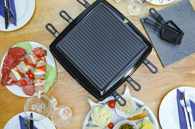 Steba Premium Raclette, PFAS frei, Made in Germany, für 8 Personen, Wendbare, emaillierte Gusseisen-Grillplatte, 1,7m Anschlusskabel, 1450 Watt, RC 3 Plus