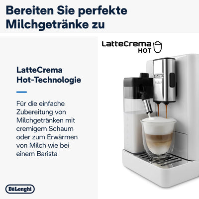 De'Longhi Rivelia EXAM440.35.B Kaffeevollautomat mit Milchaufschäumdüse, Wechselbarer Bohnenbehälter, 8 Kaffeegetränke auf Knopfdruck, Extra-Shot-Funktion, 3,5" Touch-Display, Onyx Schwarz