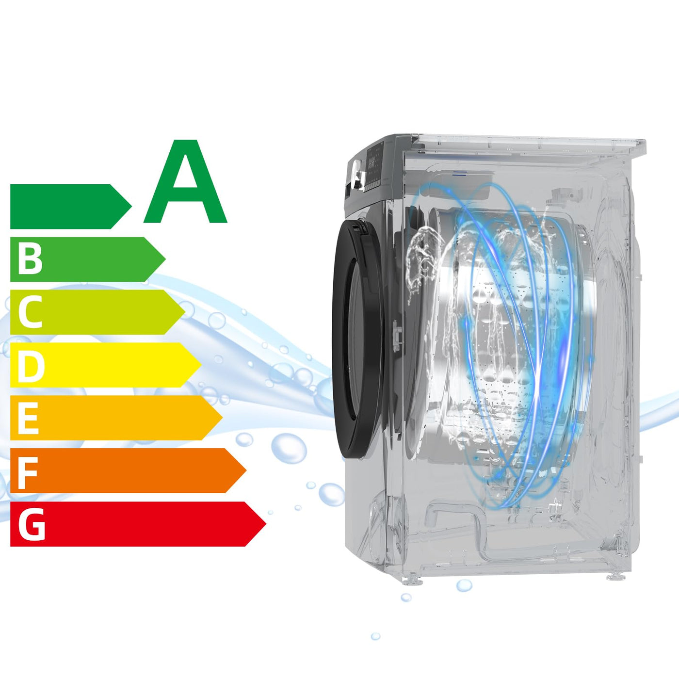 CHiQ CFL80-14586IM3XA, Frontlader-Waschmaschine, 8 kg, 1400 Umdrehungen pro Minute, Counter Depth, große Trommel, Inverter-Motor, Dampfwäsche,12 Jahre Gratis Garantie auf den Motor