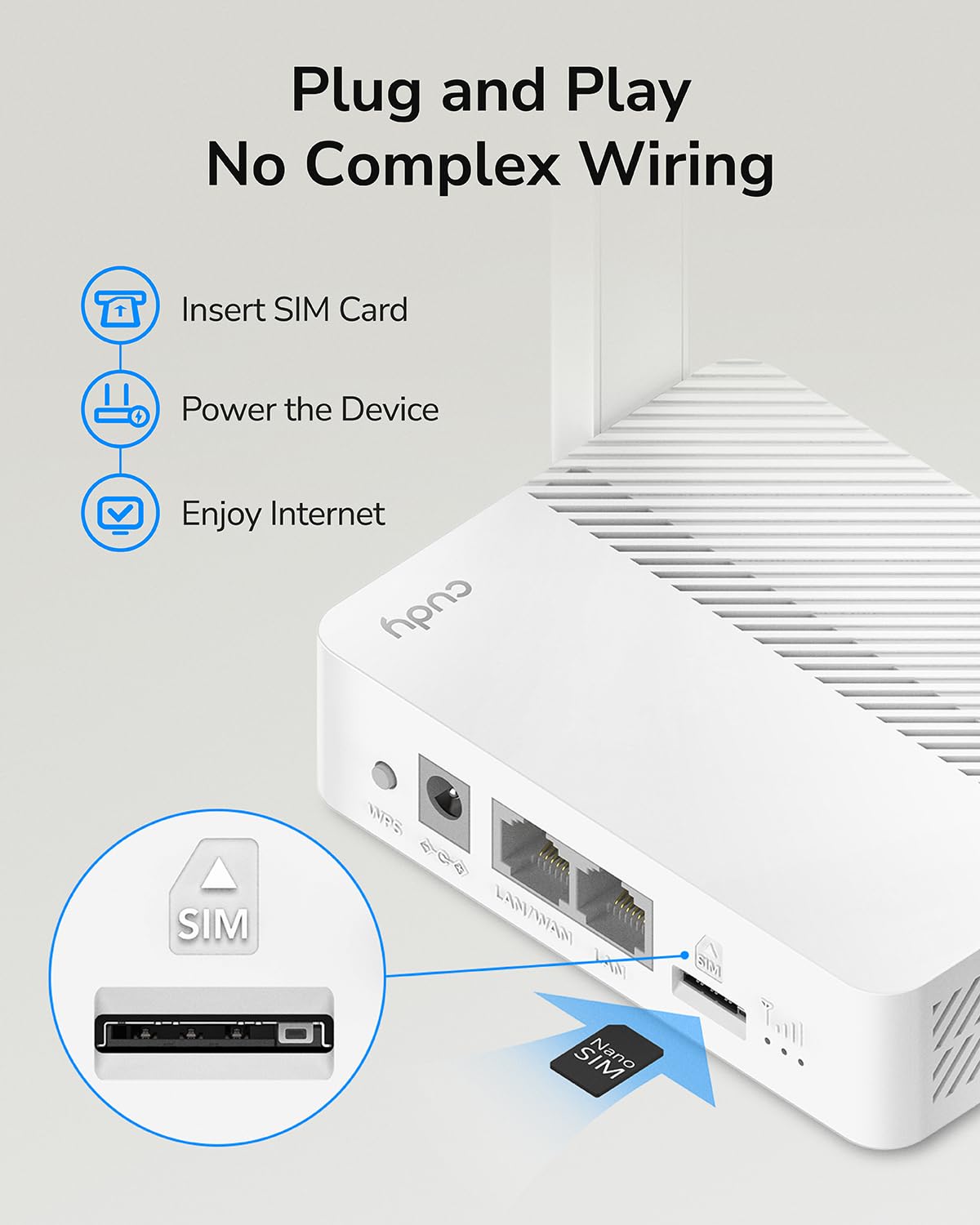 Cudy Neuer LT300 4G LTE WLAN-Router 300 Mbit/s, kompatibel mit Allen Betreibern, 2×2 MIMO, Keine Konfiguration erforderlich, OpenVPN, WireGuard