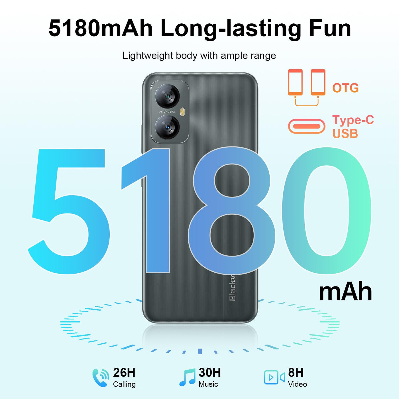 Blackview A52 Pro (8GB +128 GB) Smartphone Ohne vertrag 90Hz 6.52" HD+ Display, Octa Core Android 13 Handy günstig, 5180mAh 13MP+5MP Kamera, Fingerabdruck, GPS, Dual SIM 4G Simlockfreie Handys