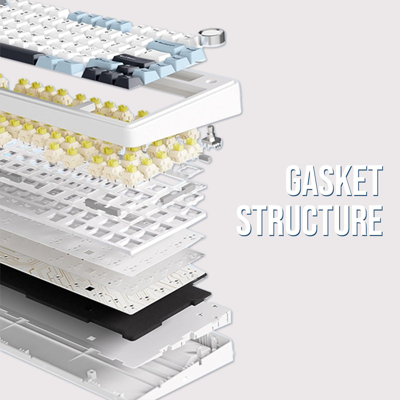 EPOMAKER x Aula F75 Gasket Mechanische Tastatur, 75% Hot swap-fühige Gaming-Tastatur mit Fünf-Schicht-Polsterung&Knopf, Bluetooth/Wireless/USB-C, RGB (Blue Ombre, LEOBOG Reaper Switch)