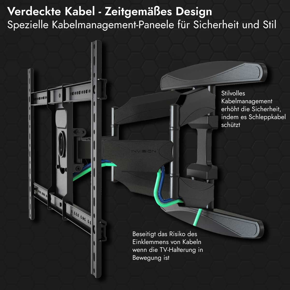 Invision TV Wandhalterung für 37-75 Zoll Bildschirme, Schwenkbar Neigbar und Ausfahren TV Halterung für Flache und Gebogene Fernseher, Max Gewicht 50kg, VESA 200x100mm zu 600x400mm (DXL-DE-IA)