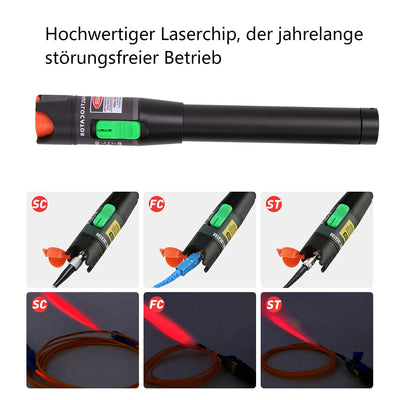 Visual Fault Locator 30KM, VFL-Tester-Kit einschließlich Single-Mode 9/125um FC-Male-zu-LC-Female-Adapter, Lichttester-Stift für die Prüfung von Glasfasernetzwerkkabeln