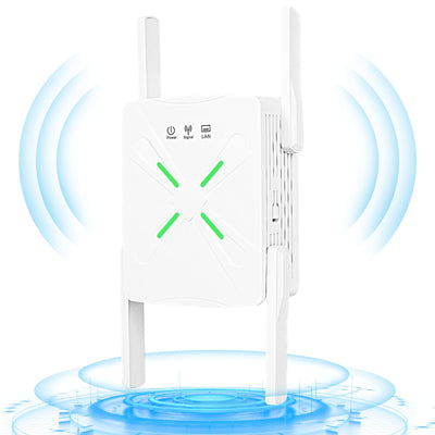 WLAN Verstärker 1200Mbit/s WiFi Repeater - Dualband 5GHz & 2.4GHz WLAN Repeater mit Ethernet Port 4 *Antennen Abdeckung bis zu 200m² und 45 Geräte, WiFi Internet Verstärker Repeater/Router/Ap Modus