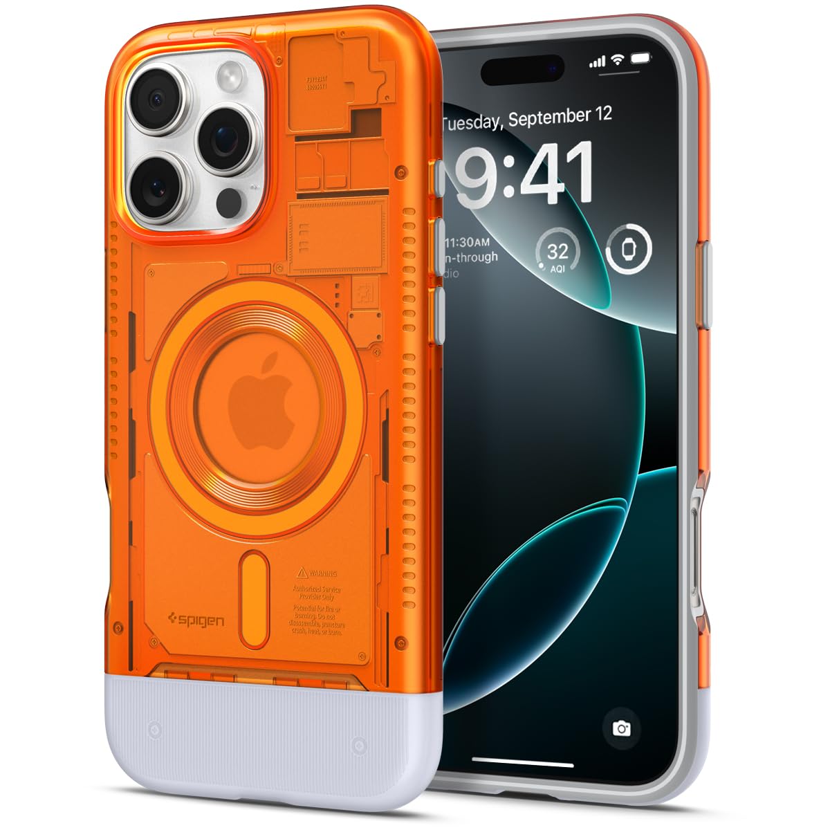 Spigen Classic C1 MagFit Hülle für iPhone 16 Pro Max, Kompatibel mit MagSafe Zubehör -Tangerine