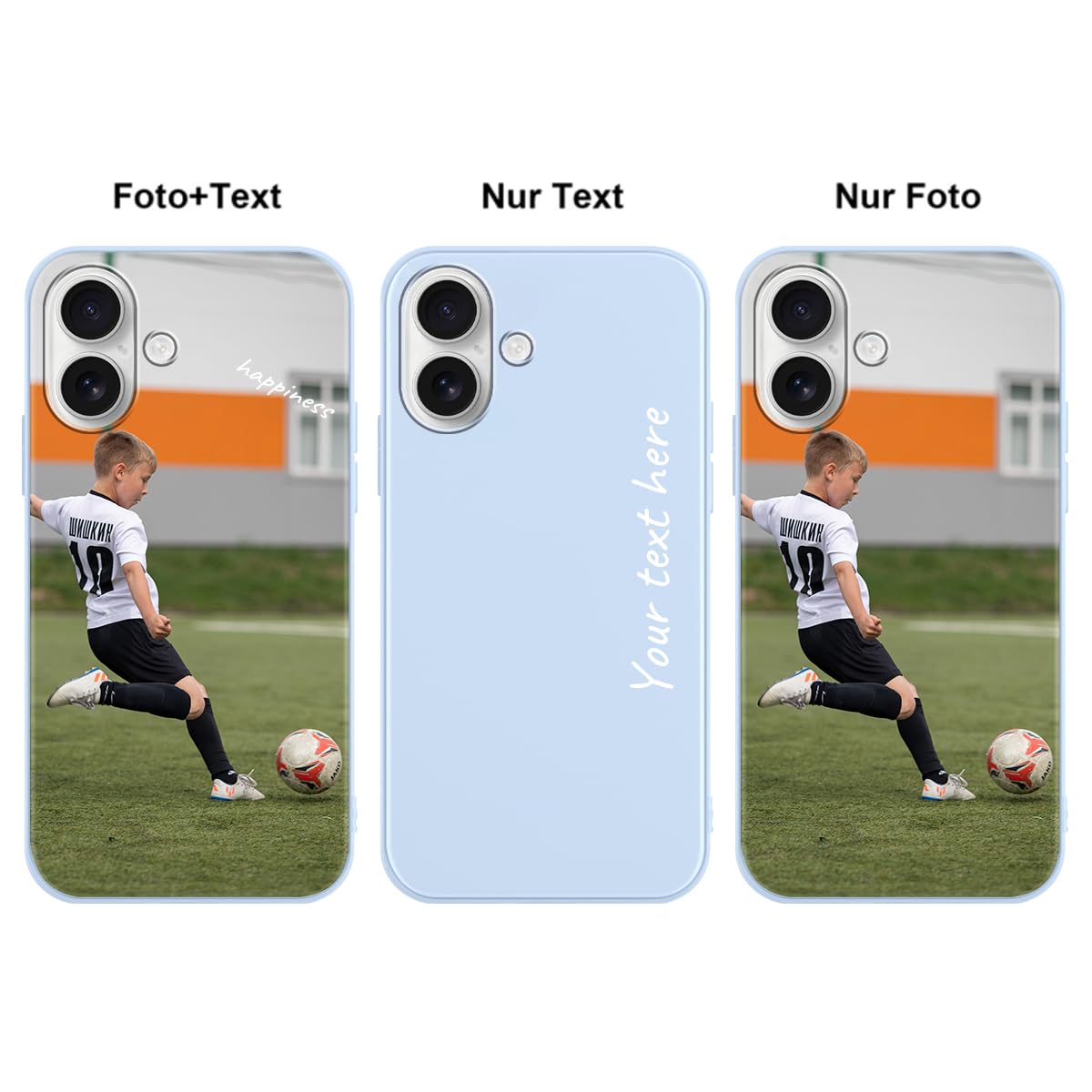 Yoedge Handykette Personalisierte Handyhülle für iPhone 16 Blau Hülle mit Band Kordel 6,1", Selbst Gestalten/personalisiert mit Foto Bild Text Individuelle Partner Schutzhülle Cover für iPhone 16 Case