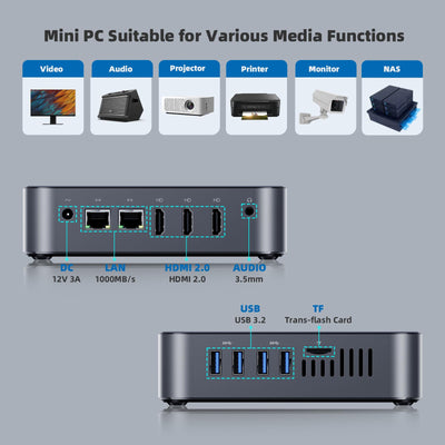 DreamQuest Mini PC Windows 11 Pro vorinstalliert Intel Alder Lake-N95(bis 3,4 GHz) 16 GB RAM 512 GB M.2 SSD,Mini Desktop Computer USB3.2/BT5.0/WiFi 5/4k HDMI Geeignet für Geschäftsbüro