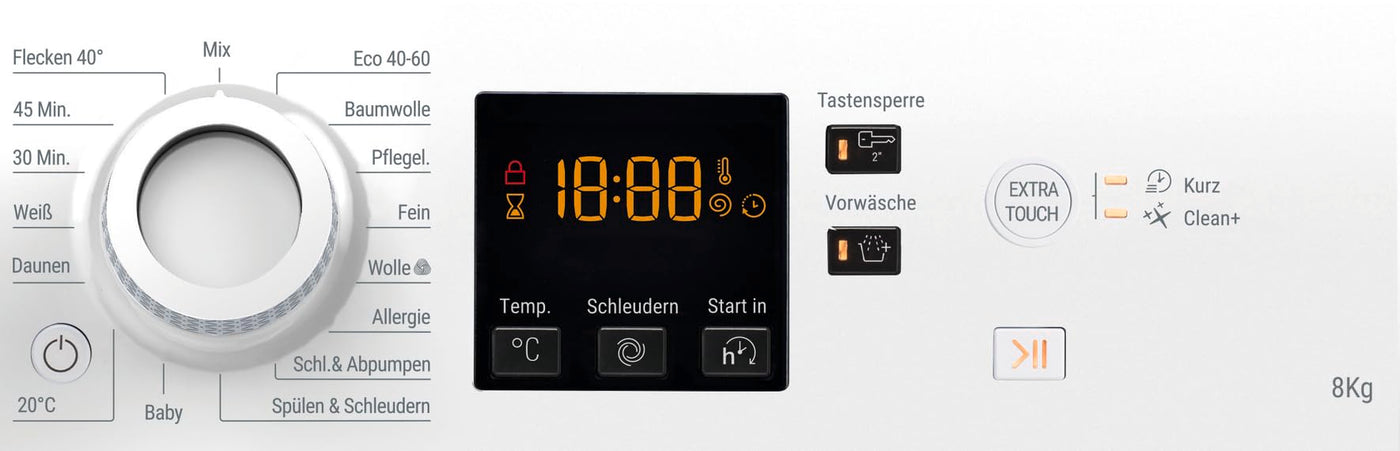 Bauknecht WAM 814 A Waschmaschine Frontlader/8kg/Energieeffizienzklasse A/Kurz 45/Anti-Allergie-Programm/Wolleprogramm/Kurz 30/Startzeitvorwahl/AutoClean/Flecken 40°