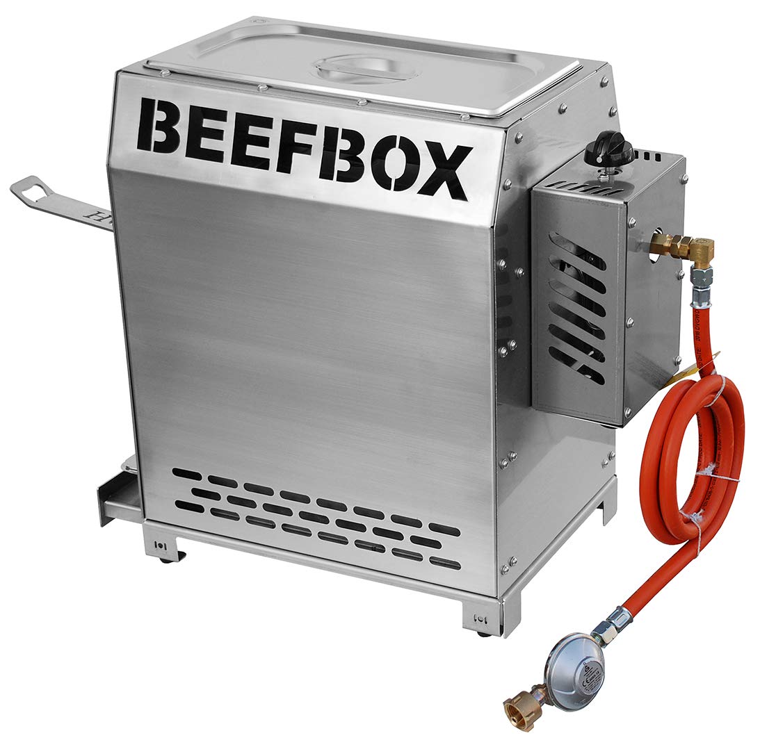 BEEFBOX PRO 2.0 | Elektro-Zündung | 850 Grad Oberhitze Grill | komplett Edelstahl | leicht zu reinigen | komplett demontierbar Silber