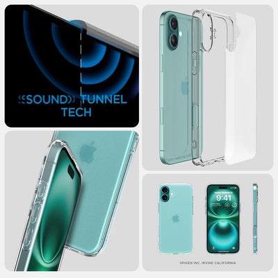 Spigen für iPhone 16 Plus Hülle [Anti-Yellowing] Ultra Hybrid Case Handyhülle Schutzhülle Cover Transparent Durchsichtig Dünn Slim -Frost Clear